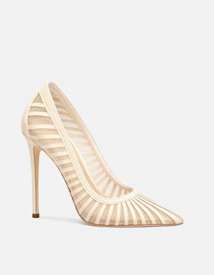 Sada | Women's Stripe Mesh Pumps in White