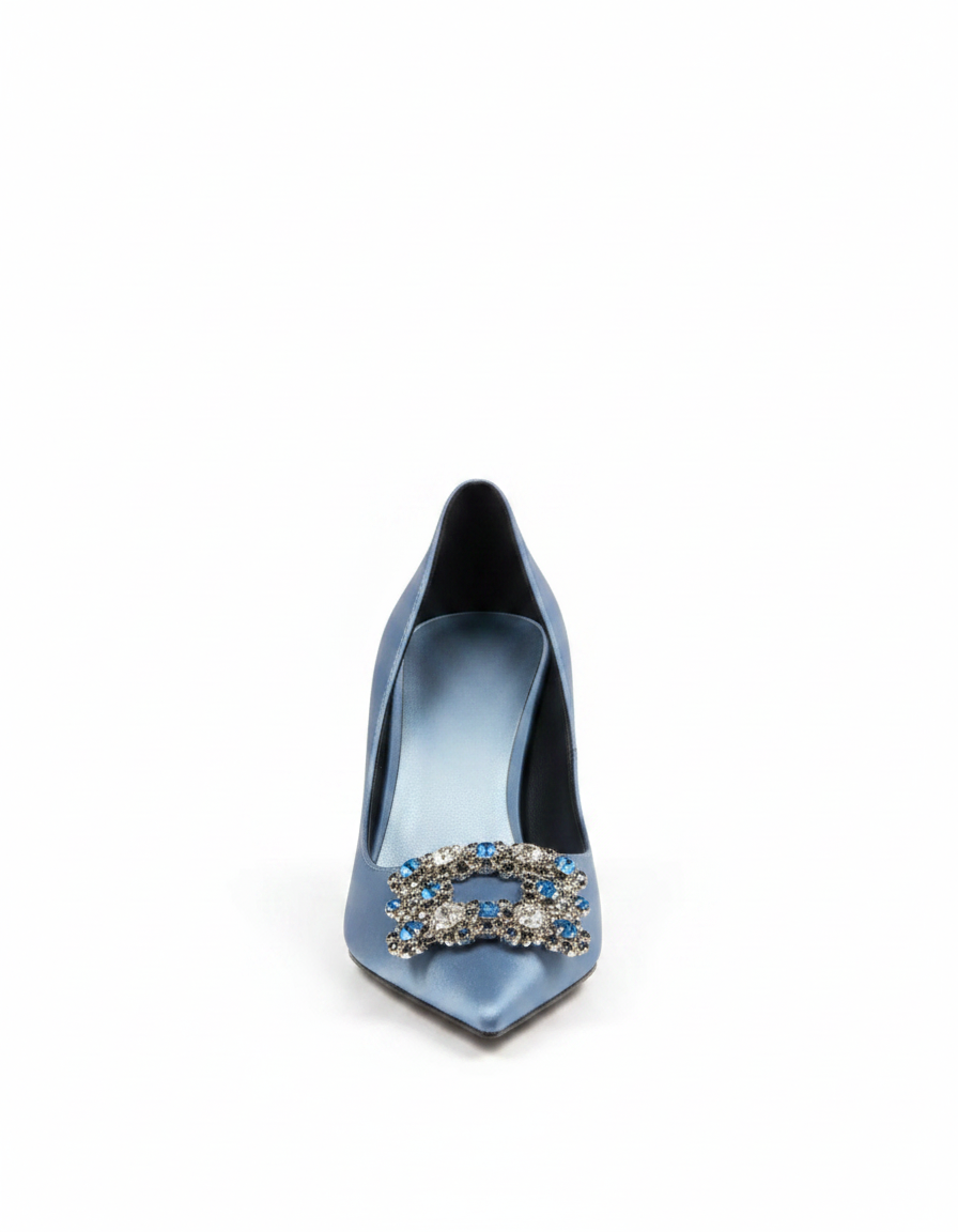 Sadah | Women's Rhinestone Buckle Pumps in Royal Blue