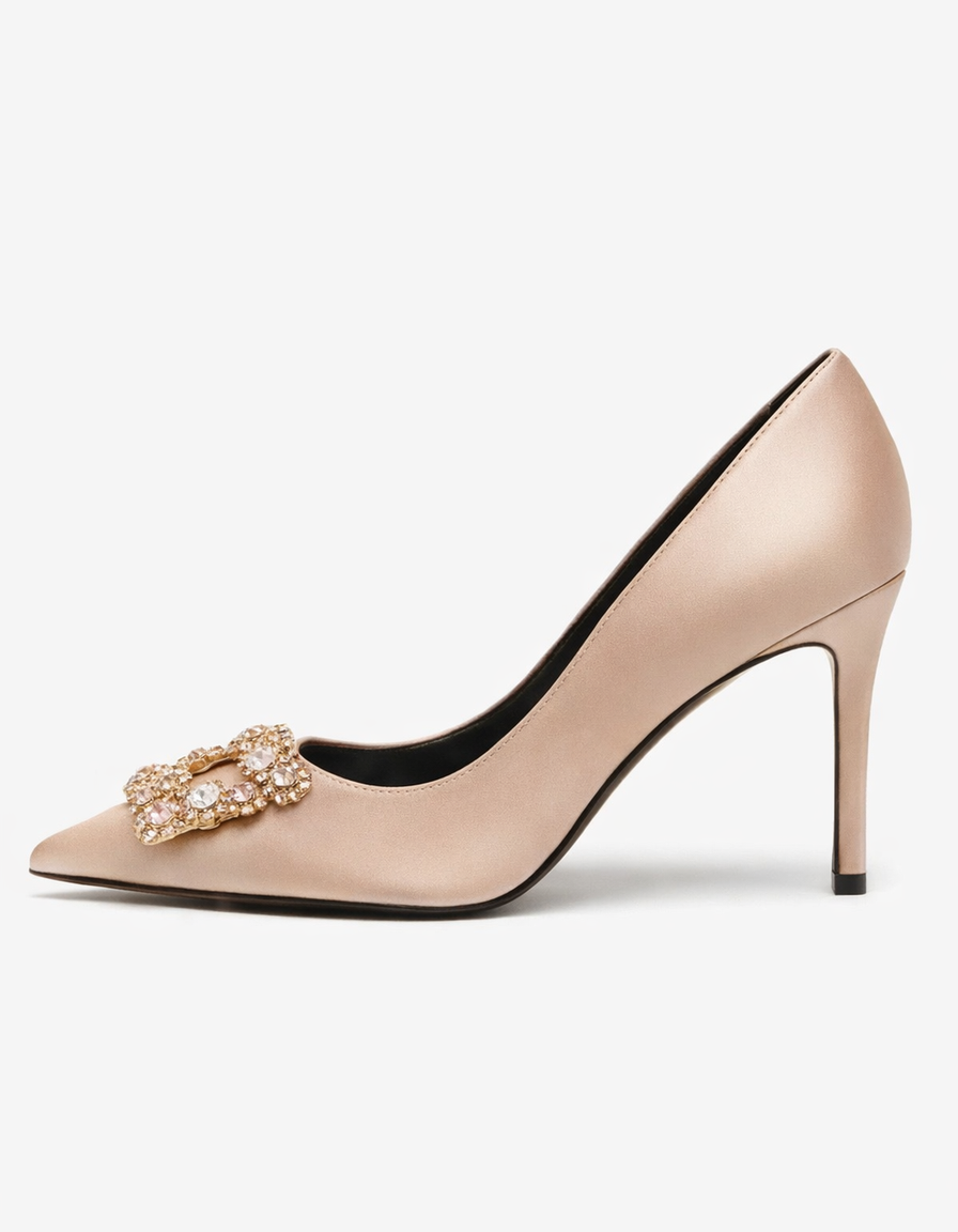 Sadah | Women's Rhinestone Buckle Pumps in Royal Blue