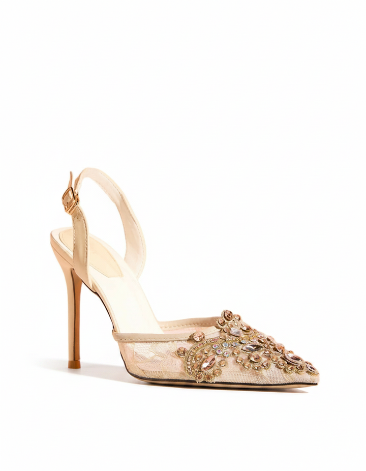 Sadb | Women's Diamond Embroidery Slingback Pumps in Pink