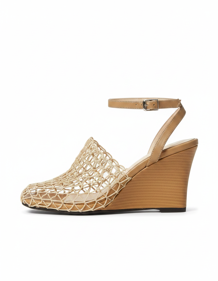 Serah | Women's Fishnet Strap Wedge Heeled Sandals