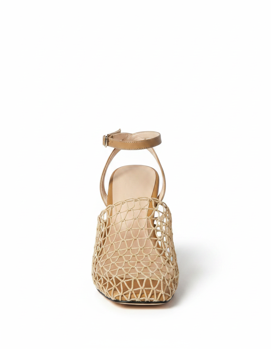 Serah | Women's Fishnet Strap Wedge Heeled Sandals