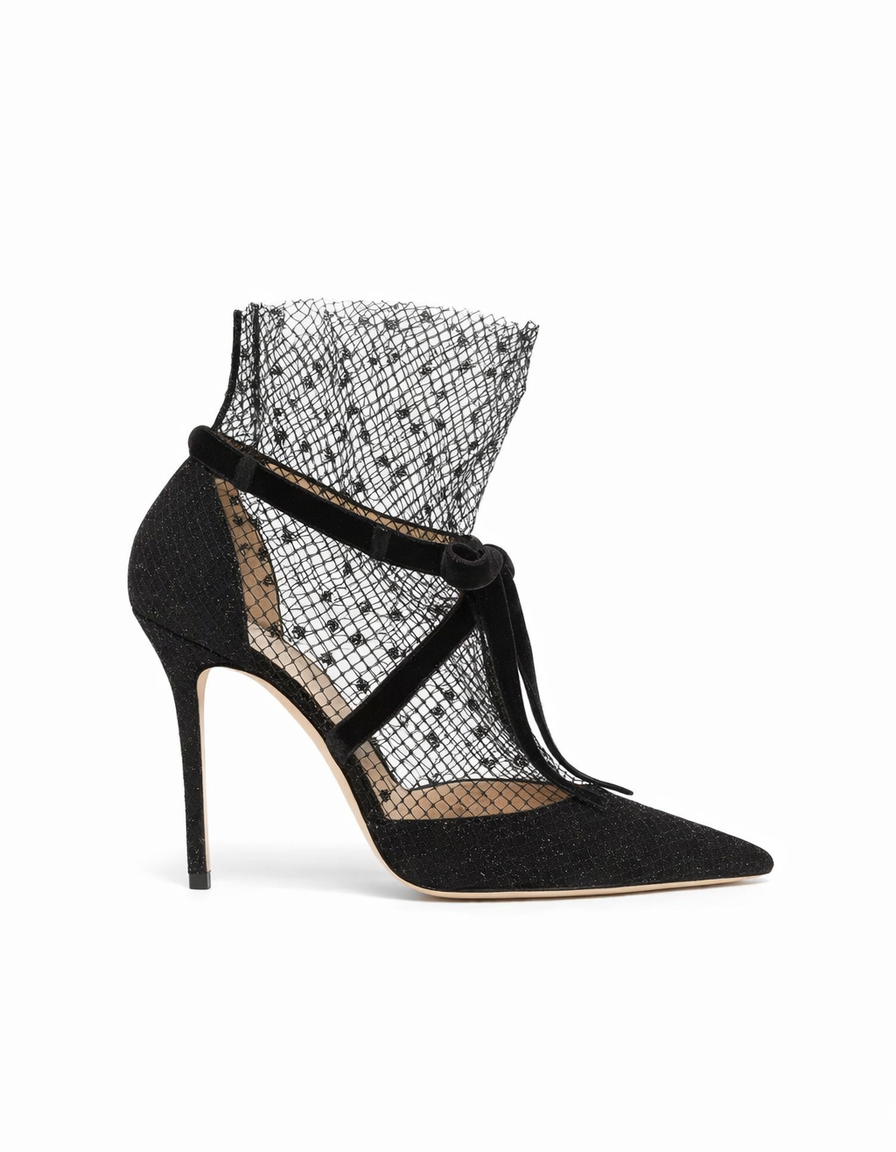 Seraphine | Women's Pearl Mesh Bow Strap Pumps