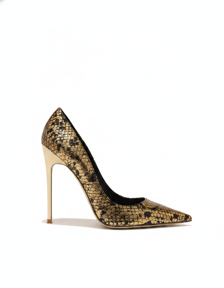 Sidney | Women's Snake Texture Pumps in Green