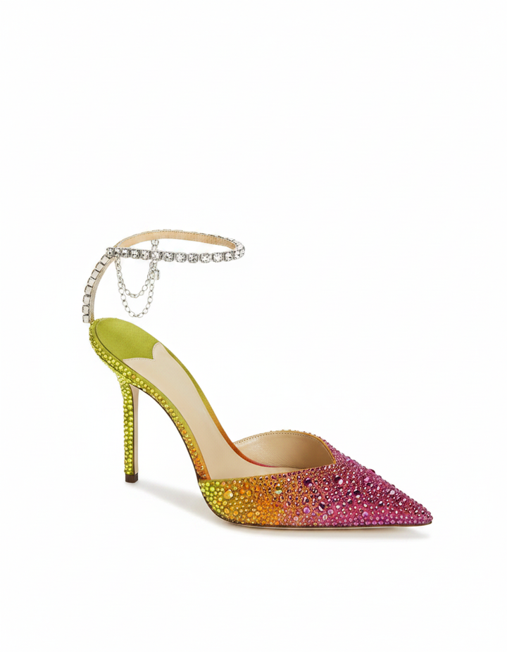 Silva | Women's Rhinestone Strap Pumps in Pink