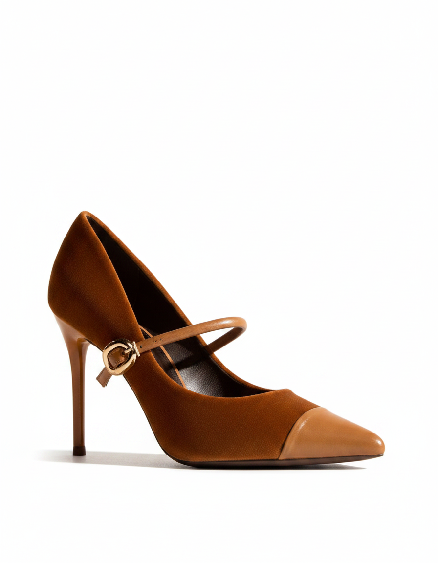 Vada | Women's Splicing Velvet Pumps in Red