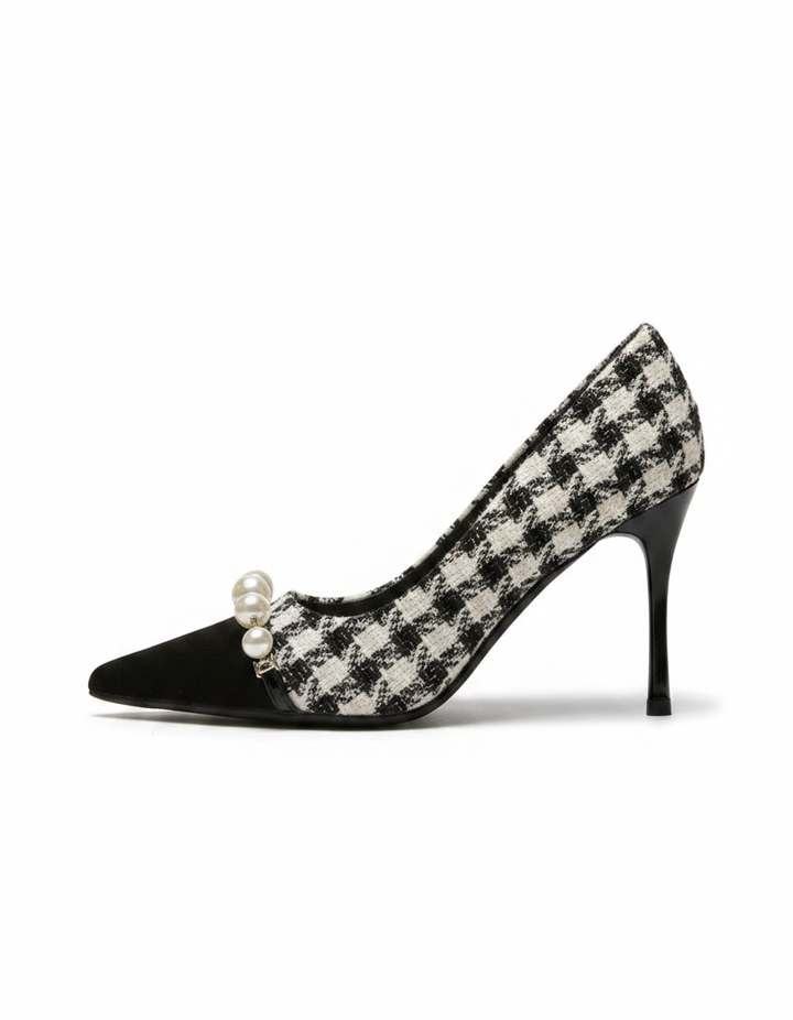 Vala | Women's Pearl Chain Houndstooth Pumps