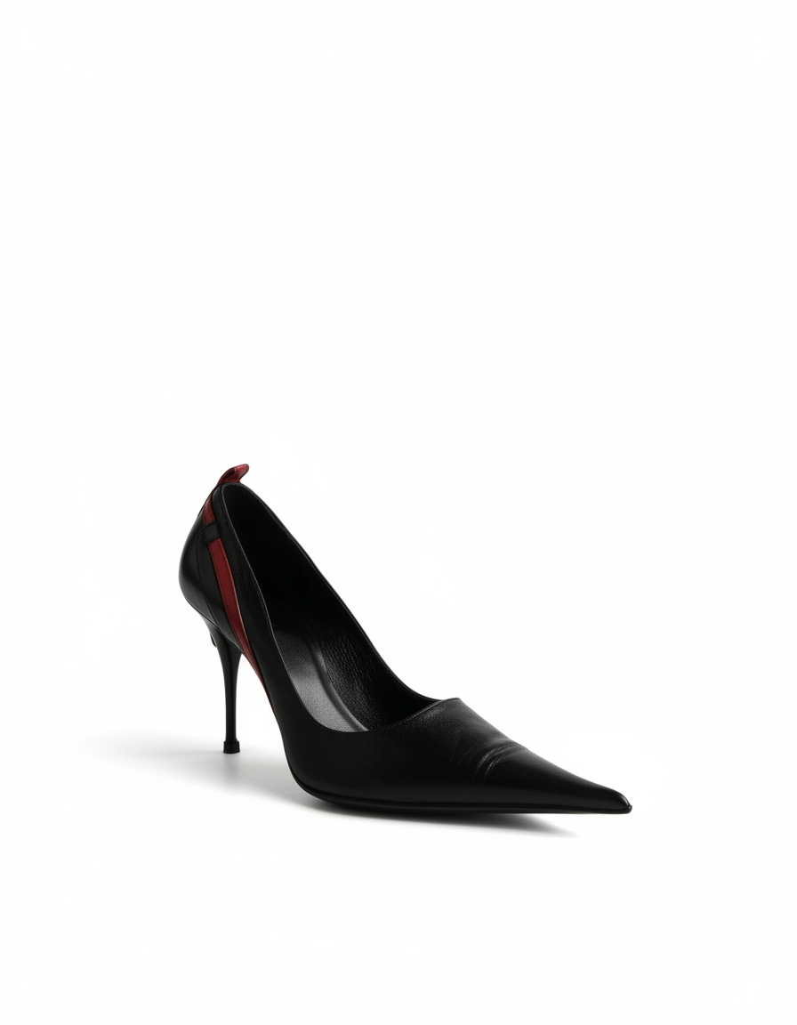 Variel | Women's Rivet Cross Pumps in Black and Red