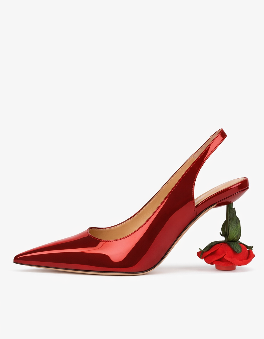 Venice | Women's Flower Heel Suede Pumps in Black