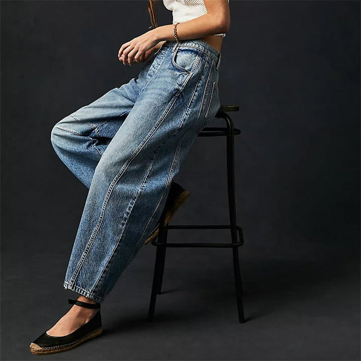 Olivia | Women's High-Waist Barrel-Leg Relaxed-Fit Denim Jeans