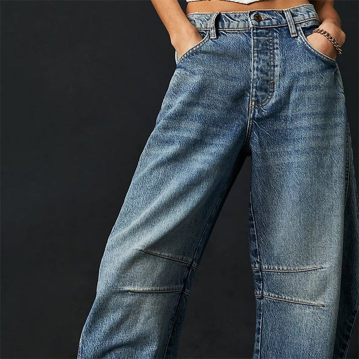 Olivia | Women's High-Waist Barrel-Leg Relaxed-Fit Denim Jeans
