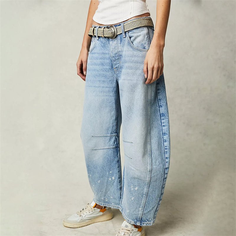 Olivia | Women's High-Waist Barrel-Leg Relaxed-Fit Denim Jeans