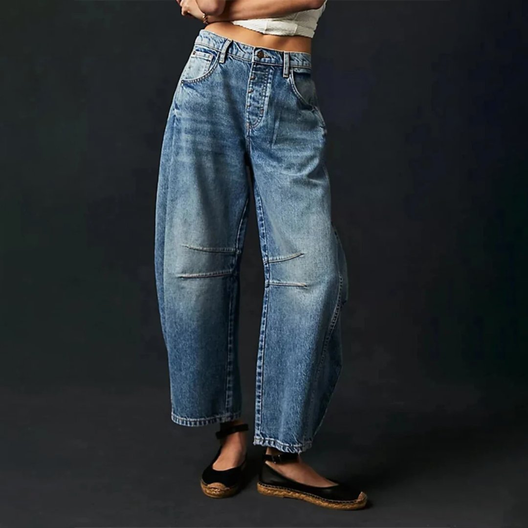 Olivia | Women's High-Waist Barrel-Leg Relaxed-Fit Denim Jeans