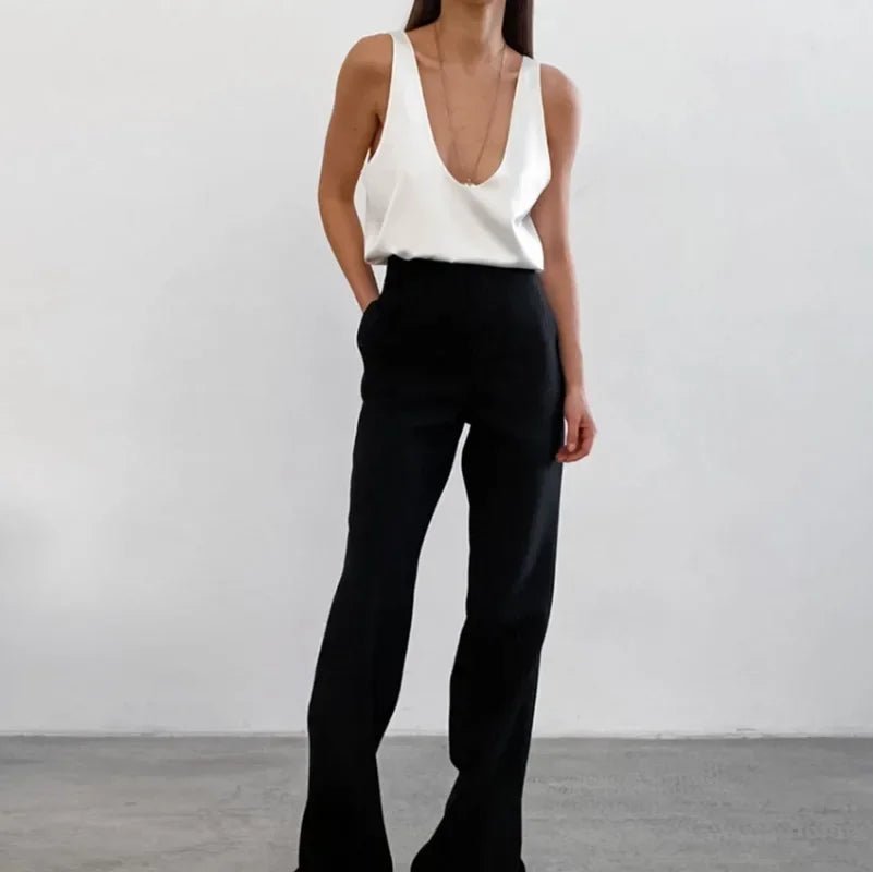 Isla | Women's Satin Plunging U-Neck Relaxed-Fit Tank Top