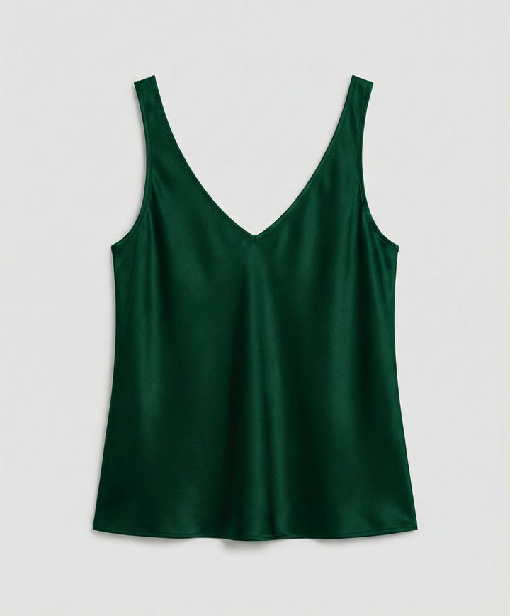 Freya | Women's Satin V-Neck Wide-Strap Camisole Top