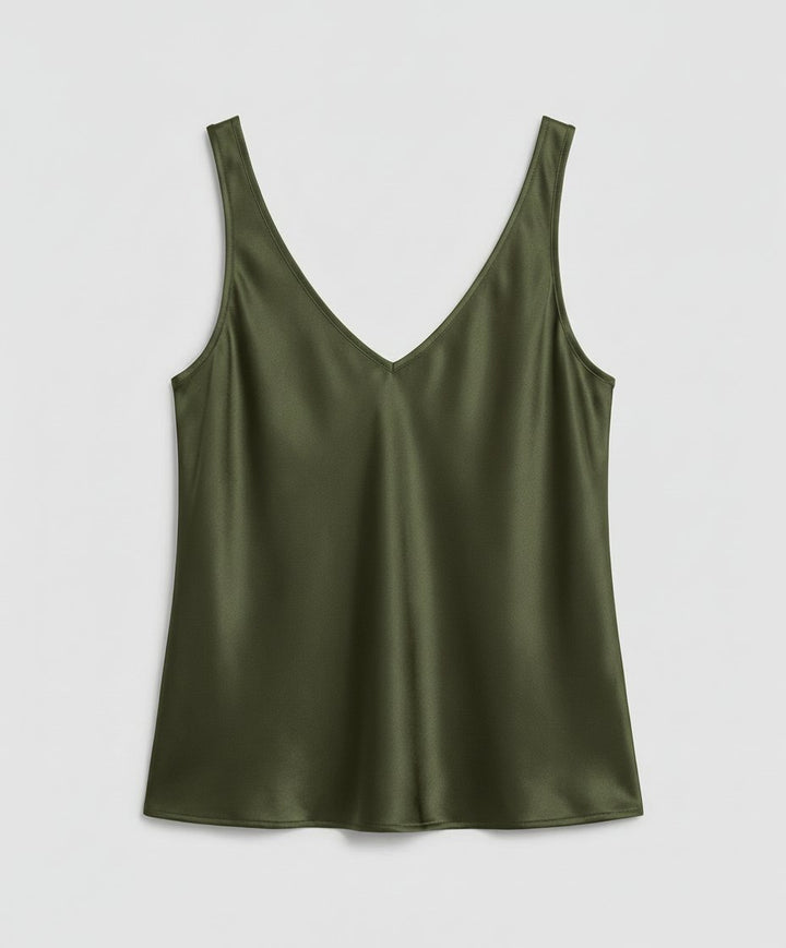 Freya | Women's Satin V-Neck Wide-Strap Camisole Top