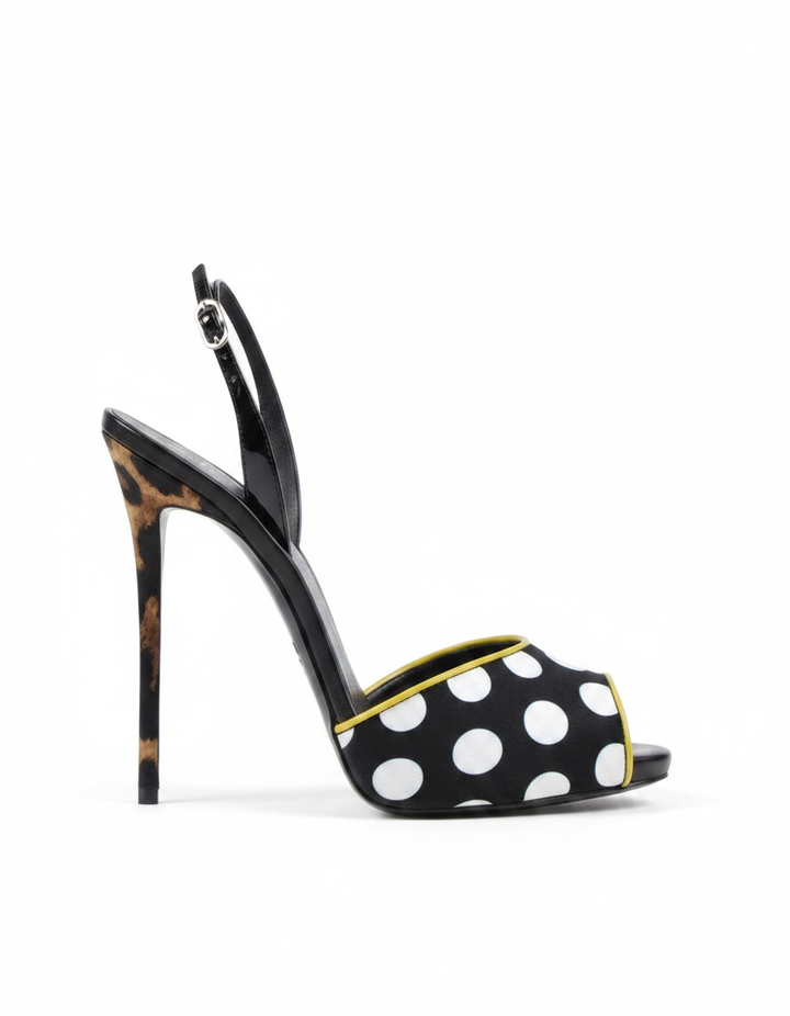 Yan | Women's Vintage Polka Dot Open Toe Slingback Pumps