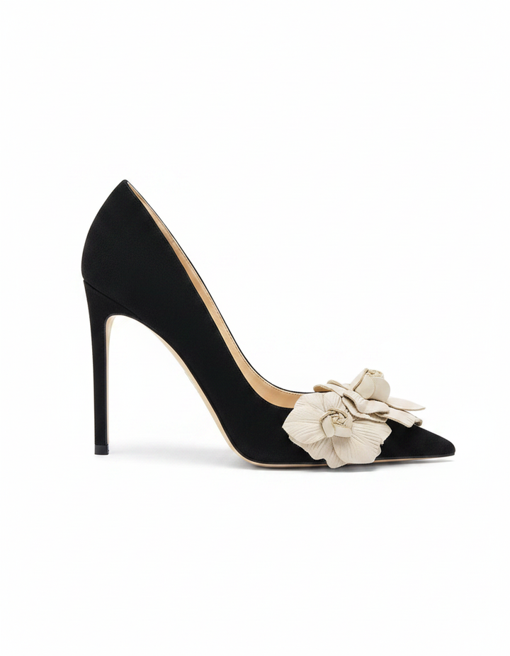 Yasmin | Women's Twin Flower Velvet Slingback Pumps